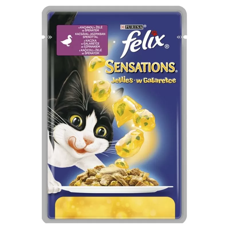 Felix Sensation Alutasakos Kacsával És Spenóttal Aszpikban 100g
