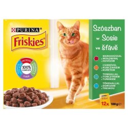 Friskies WC Multipack 12x100g Szószos válogatás -Marhahús/Csirke/Tonhal/Tőkehal