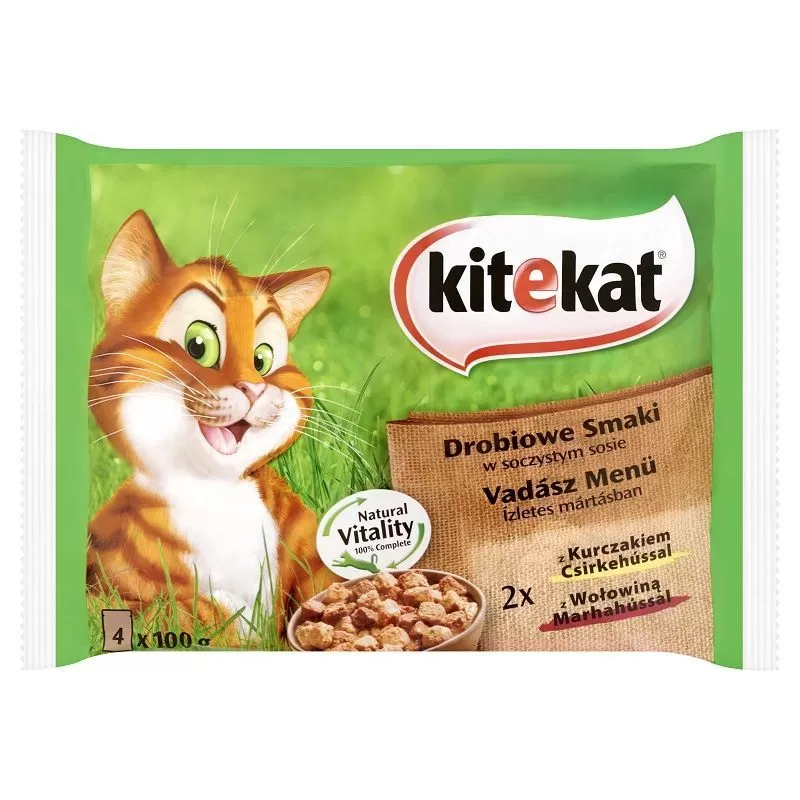 Kitekat Alutasakos 100g 4-Pack Vadász Bonus