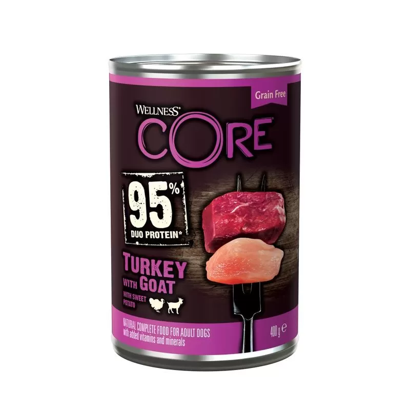 Wellness Core 95 Dog konzerv Pulyka & kecske 400g