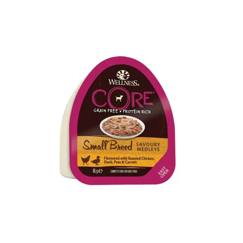 Wellness Core Dog Savoury Medleys tálkás Sült csirke,kacsa,borsó & sárgarépa Small 85g