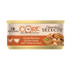 Wellness Core Cat Signature Selects konzerv Csontmentes csirke darabok pulykával szószban 79g