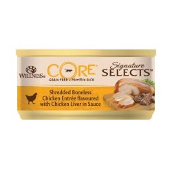 Wellness Core Cat Signature Selects konzerv Aprított csontmentes csirke csirkemájjal szószban 79