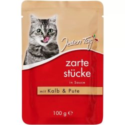 Jeden Tag Cat Adult Alutasak Borjú&Pulyka szószban 100g