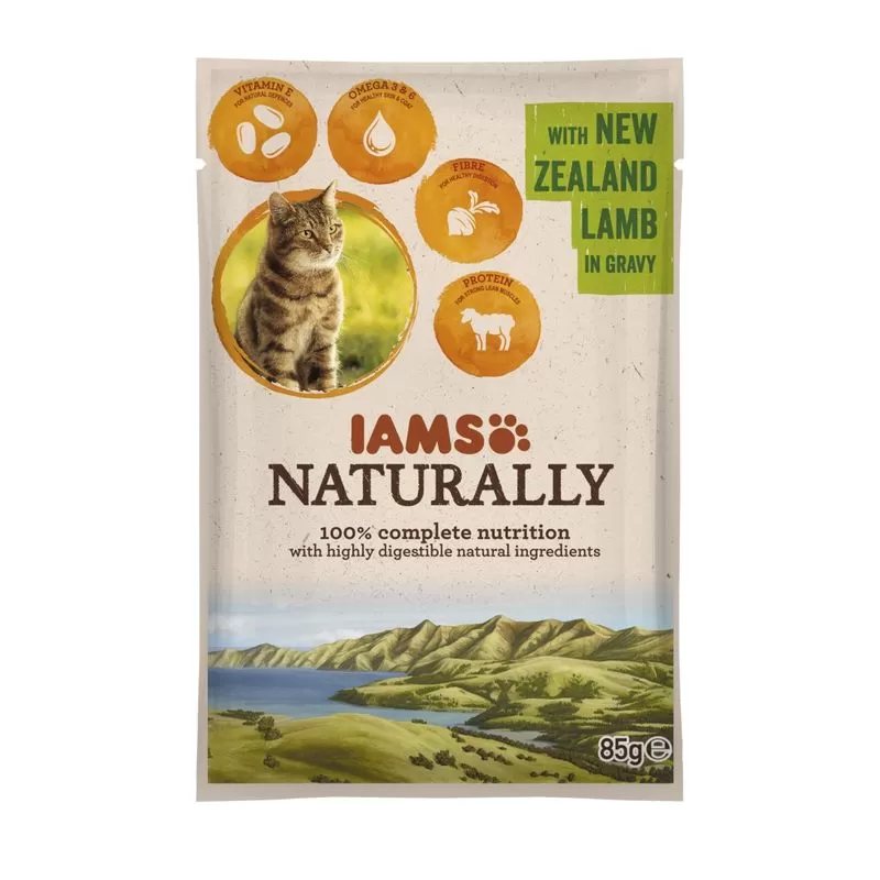 Iams Naturally Cat Új-Zélandi Bárány Falatok, Szószban 85G