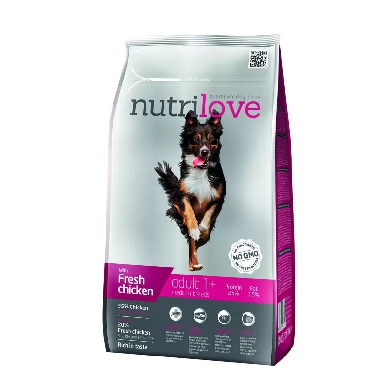 Nutrilove dog száraz ADULT medium friss csirke 1,6kg
