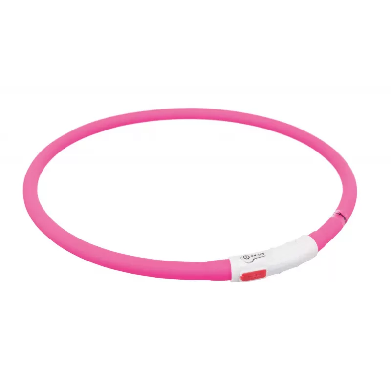 Trixie Nyakörv világító USB,XS–XL 70cm/10mm pink