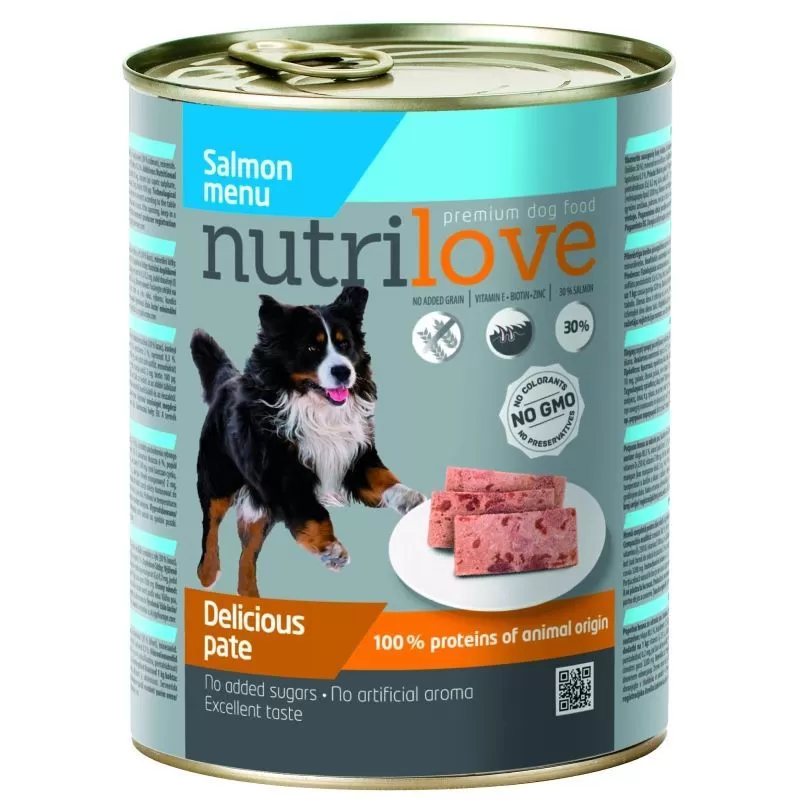 Nutrilove dog konzerv paté lazac 800gr