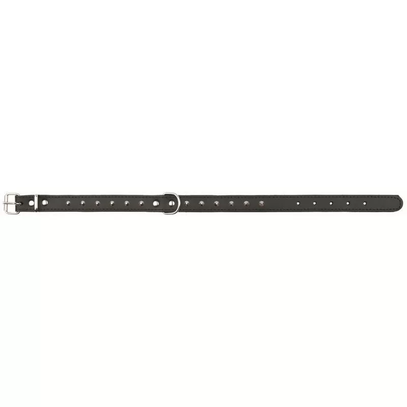 Trixie Nyakörv Bőr Basic csavarokkal M-L 38-48cm/22mm Fekete
