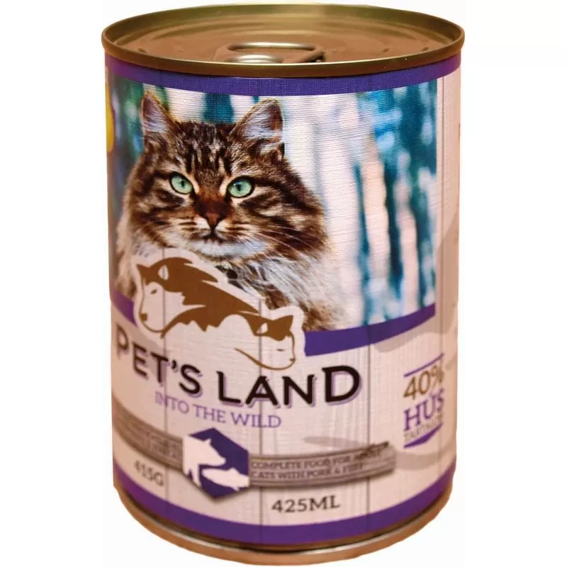 Pet s Land Cat Konzerv Sertés-Hal körtével 415g