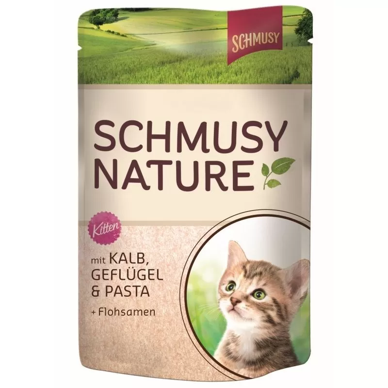 Schmusy Nature Macska Kitten Alutasakos Borjú+Baromfi 100g