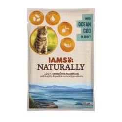 Iams Naturally Cat Tőkehal Falatok, Szószban 85G