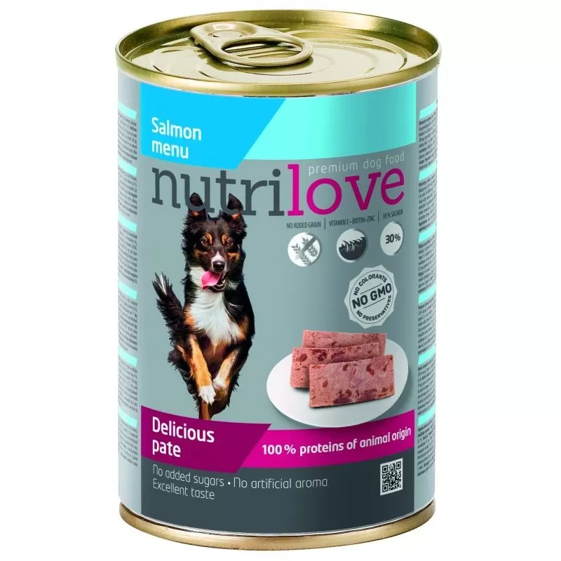 Nutrilove dog konzerv paté lazac 400gr
