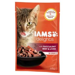 Iams Cat Delights Marhahús És Máj Szószban 85gr