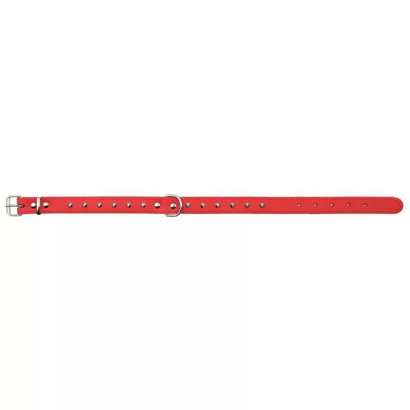 Trixie Nyakörv Bőr Basic csavarokkal M-L 38-48cm/22mm Piros