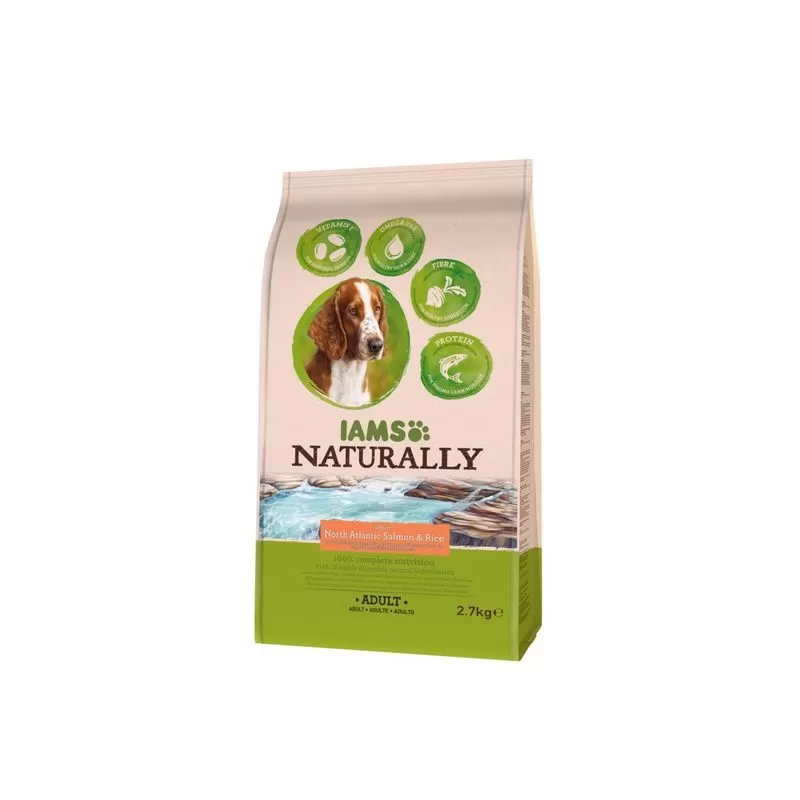 Iams Naturally Dog Felnőtt Kutyaeledel Lazaccal 2,7Kg