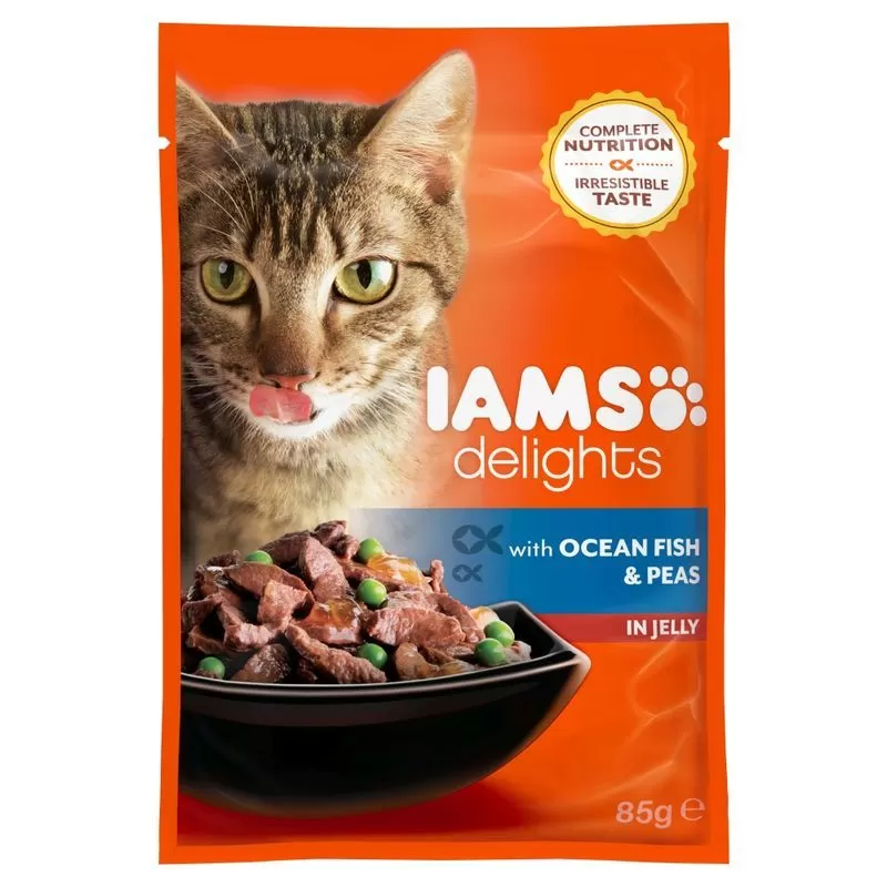 Iams Cat Delights Tengeri Hal És Borsó Aszpikban 85gr