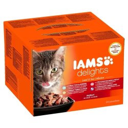 Iams Cat Delights Land&sea Multipack Aszpikban nedves macskatáp 24x85g