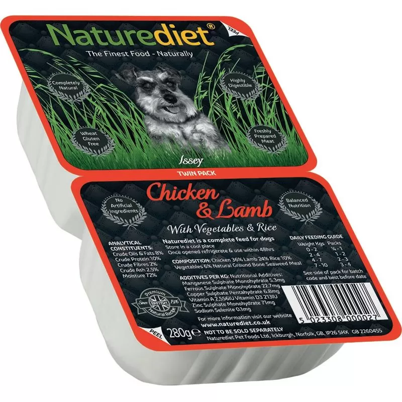 Naturediet Műanyag Dupla Tálkás Csirke&Bárány 280g