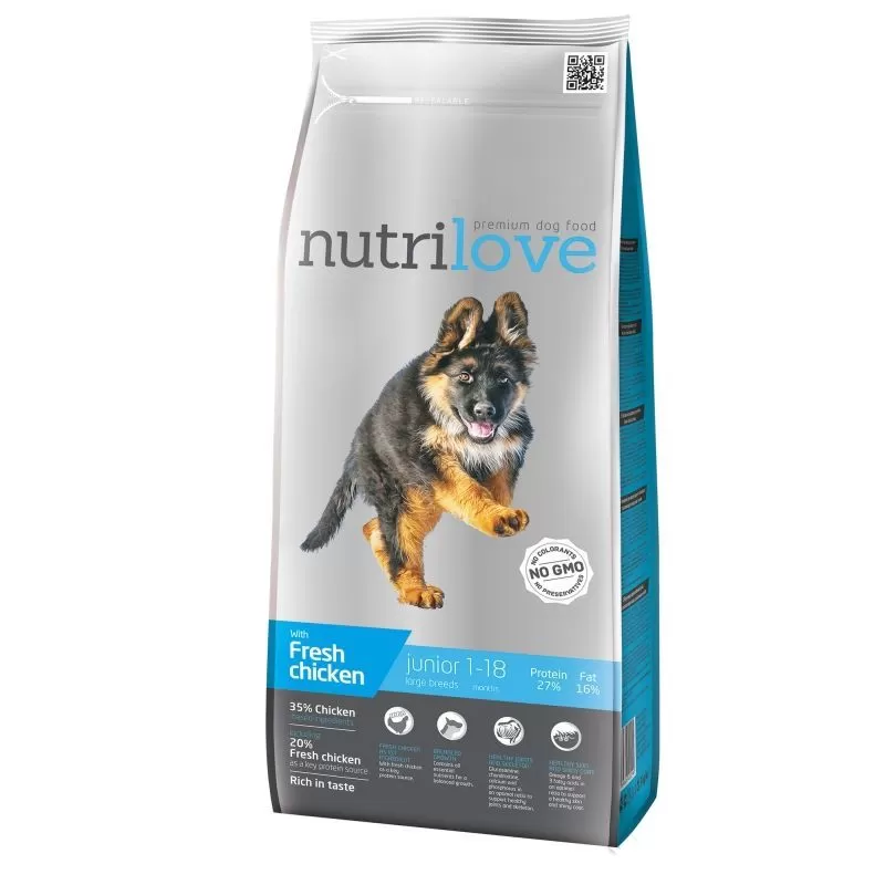 Nutrilove dog száraz JUNIOR  large friss csirke 3kg