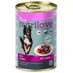 Nutrilove dog konzerv szószos borjú+pulyka 415gr