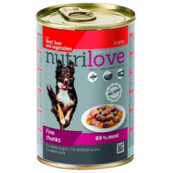 Nutrilove dog konzerv aszpik marhamáj zöldségekkel 415gr
