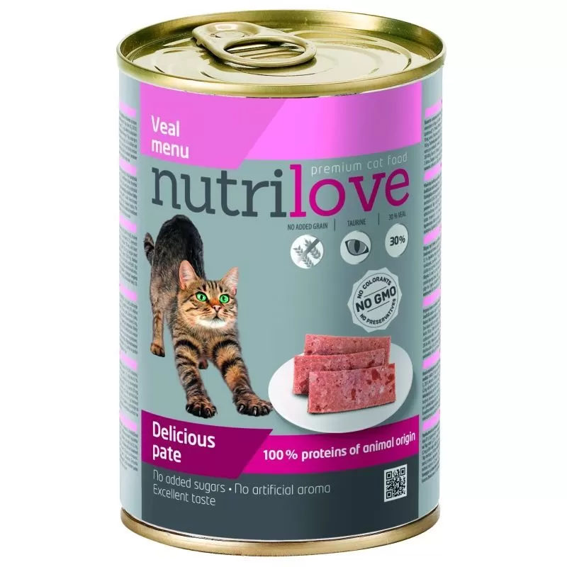 Nutrilove cat konzerv paté borjú 400gr