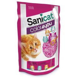 Macskaalom Sanicat Color4You Pink Floral csomósodó szilika 5L