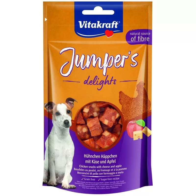 Vitakraft Jumper D Kutya Jutalomfalat Csirke Almával, Sajttal 80g
