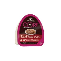 Wellness Core Dog Savoury Medleys tálkás Sült csirke,marha,zöldbab&piros paprika Small 85g
