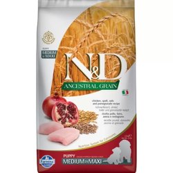 N & D Dog Ancestral Grain csirke, tönköly, zab & gránátalma puppy medium & maxi 2,5kg