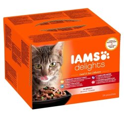 Iams Cat Delights Land&sea Multipack Szószban nedves macskatáp 24x85g
