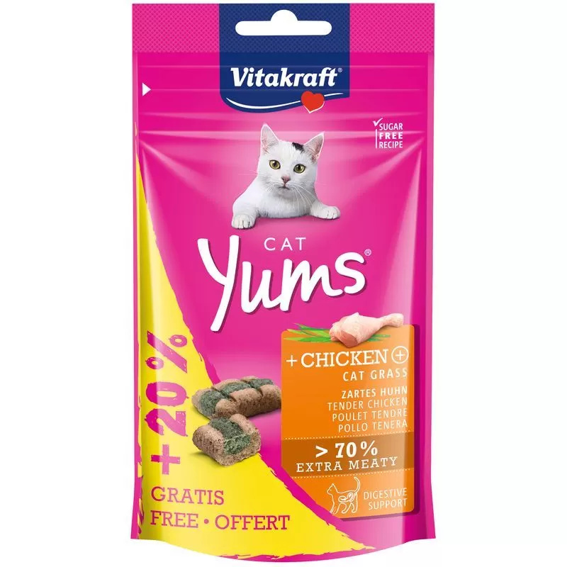 Vitakraft Cat Yums Jutalomfalat Csirke Macskafűvel 40g+20%