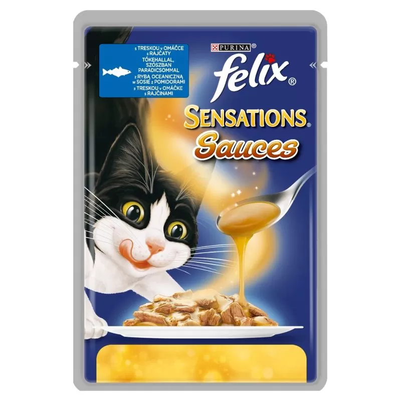 Felix Sensations Sauce Surprise Alutasakos Tőkehallal És Paradicsommal Szószban 100g