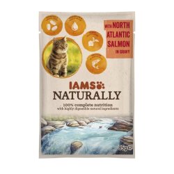 Iams Naturally Cat Észak-Atlanti Lazac Falatok, Szószban 85G