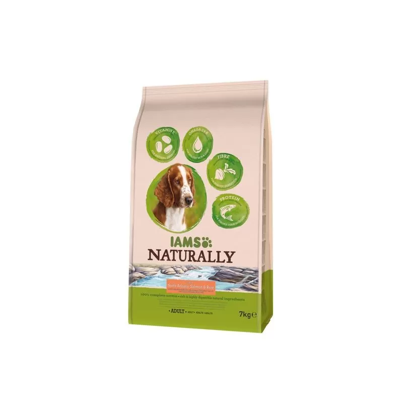 Iams Naturally Dog Felnőtt Kutyaeledel Lazaccal 7Kg