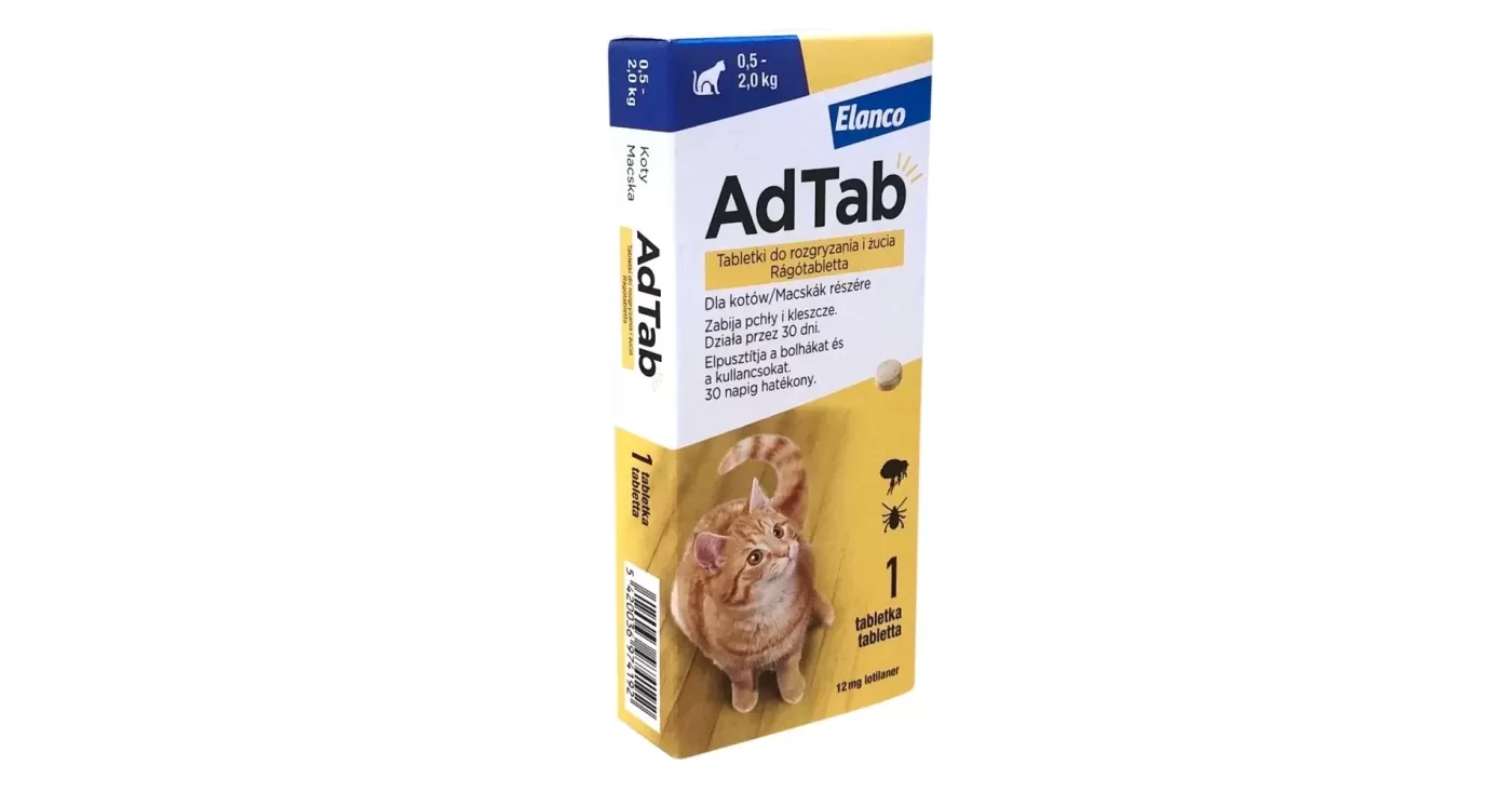 AdTab macskáknak - rágótabletta kullancsok, bolhák ellen