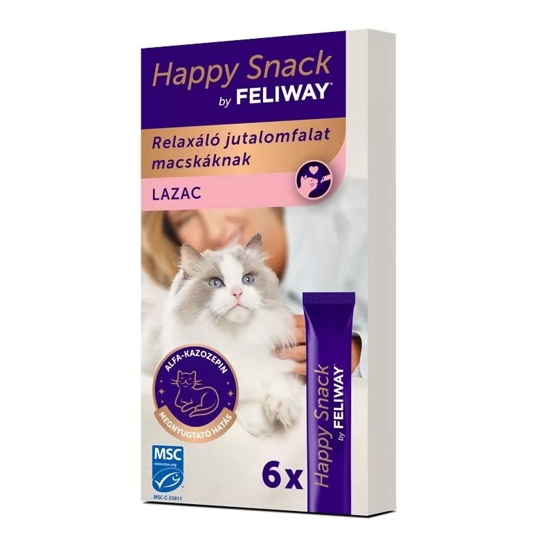 Happy Snack by Feliway lazac, krémes, relaxáló jutalomfalat macskáknak 6 db